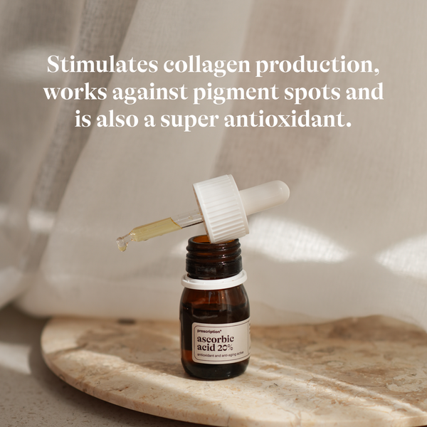Prescription Skincare Ascorbic Acid 20% stimuleert collageenproductie, werkt tegen pigmentvlekken en is een krachtige antioxidant
